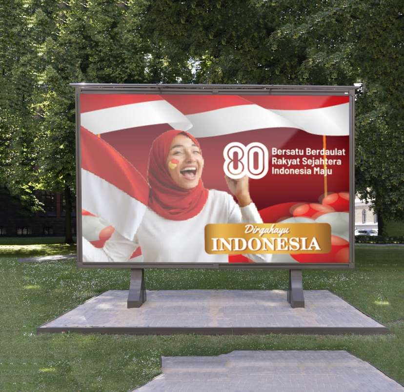 baliho kemerdekaan bendera berkibar - Image 1