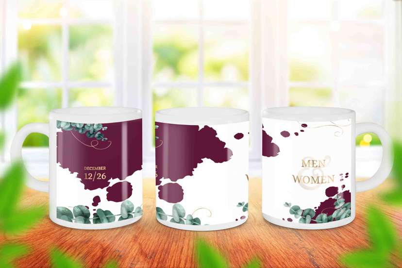 Mug Souvenir Pernikahan Warna Merah Maroon Putih - Image 1