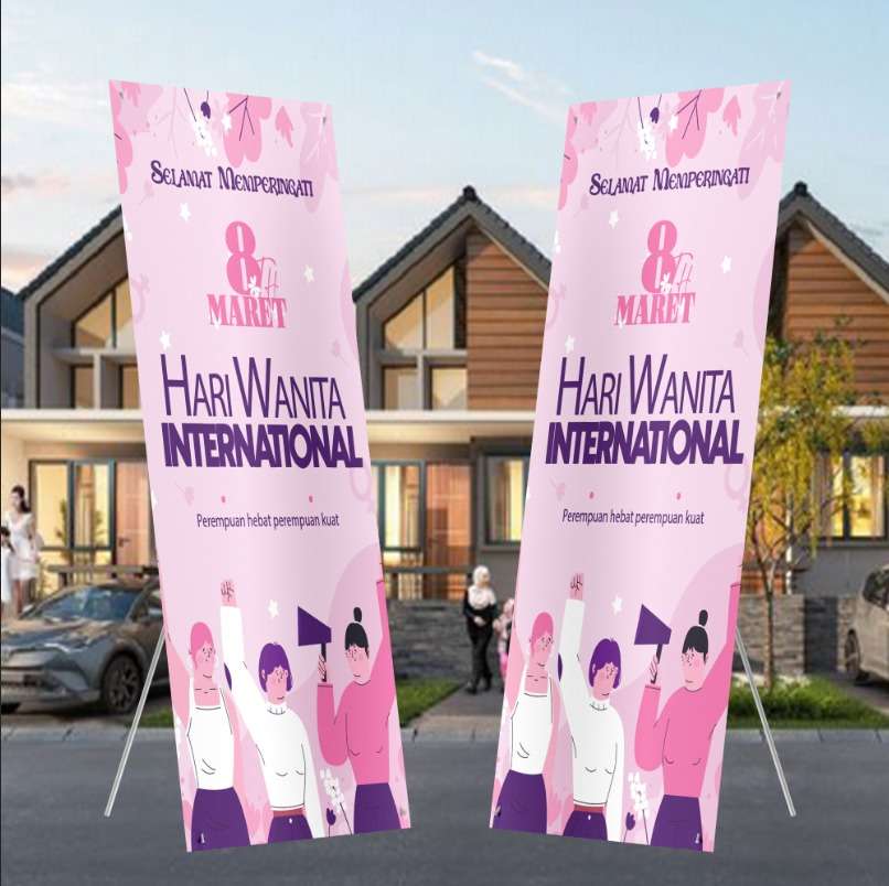 banner hari wanita internasional ungu pink soft - Image 1