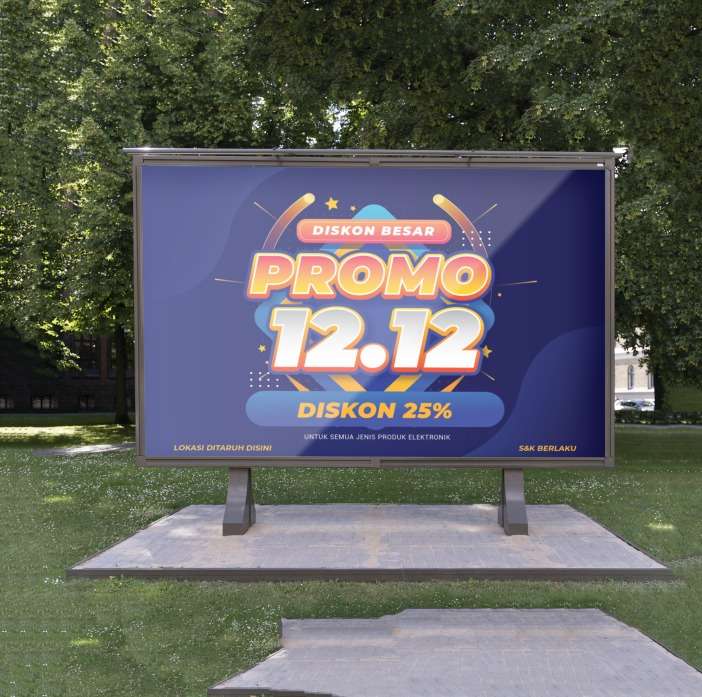 baliho lanscape promo 12 12 orange merah meriah - Image 1