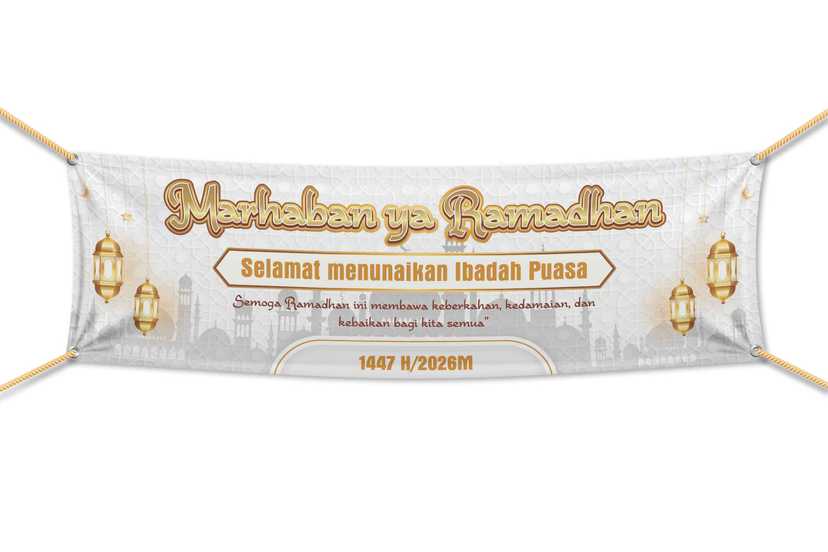 Baliho Selamat Menunaikan Ibadah Puasa Warna Putih Elegant - Image 1