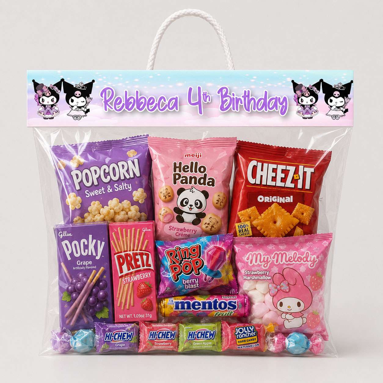 Label Snack Ulang Tahun Kuromi & My Melody Pastel - Image 1
