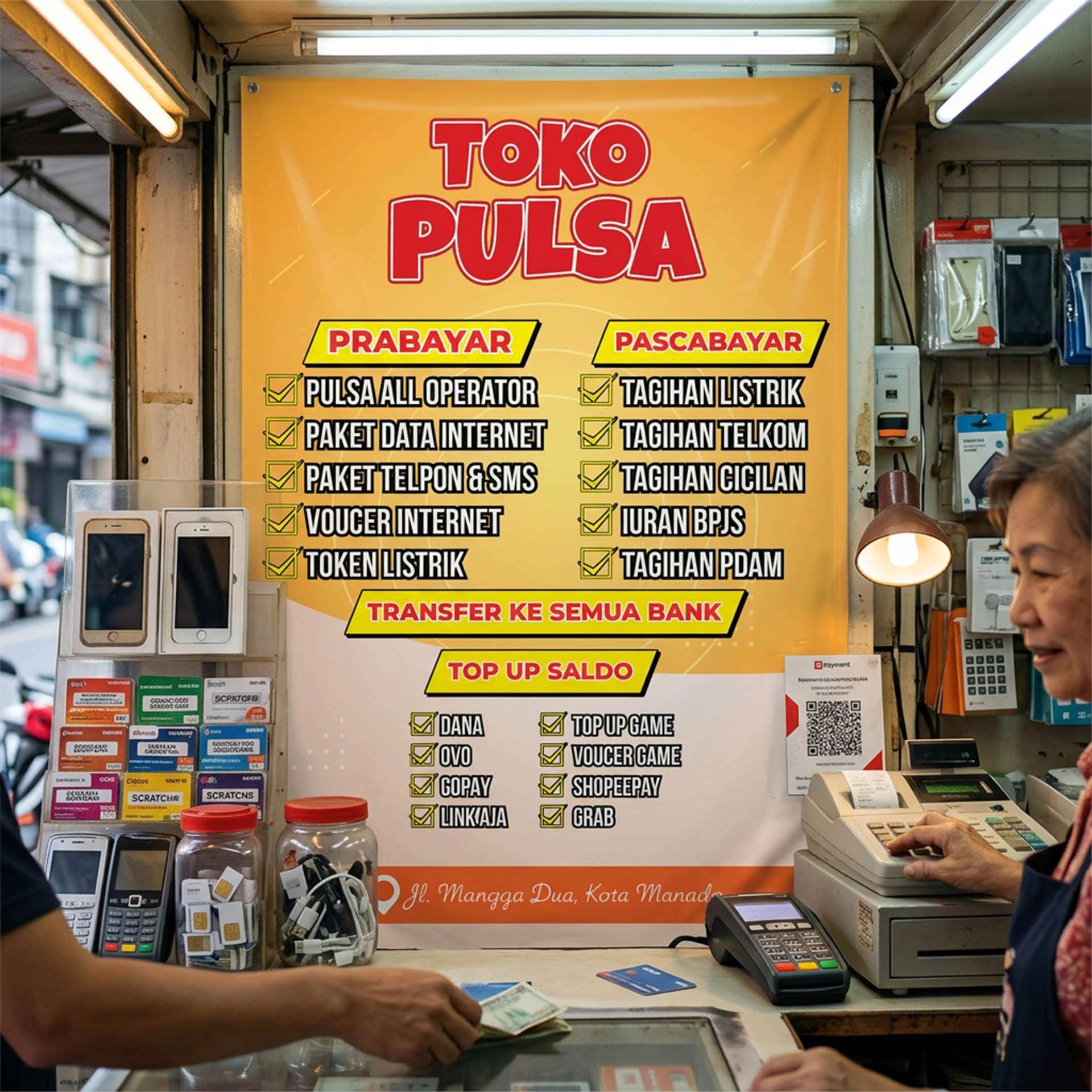 Baliho Jualan Pulsa Orange Kuning - Image 1